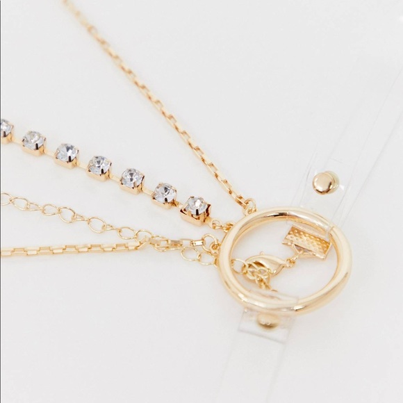 Last 1! Gold layered choker w/ rhinestones - Picture 3 of 4